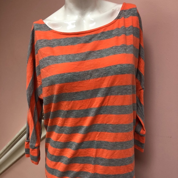 LOFT Tops - Orange and Gray Loft Tee Shirt Size Large